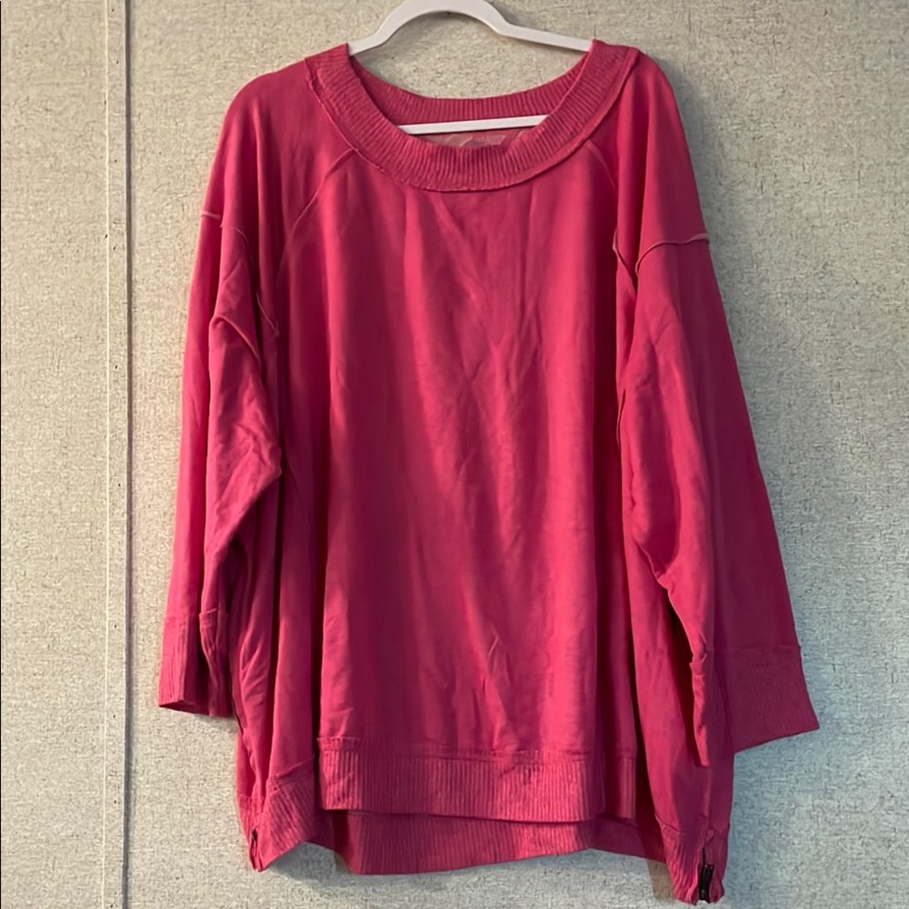 Pink Dolman Sleeve Scoop Neck Sweatshirt